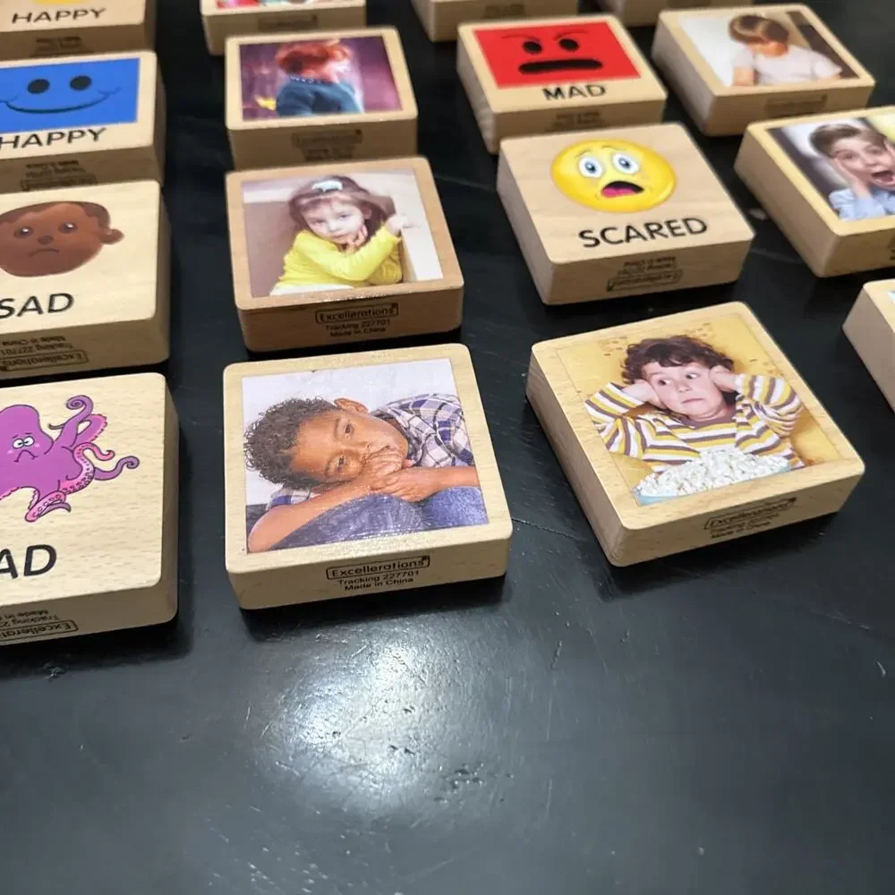 Excellerations Learning Emotions Blocks Set Of 16 Happy Sad Mad Scared 3 X3 In